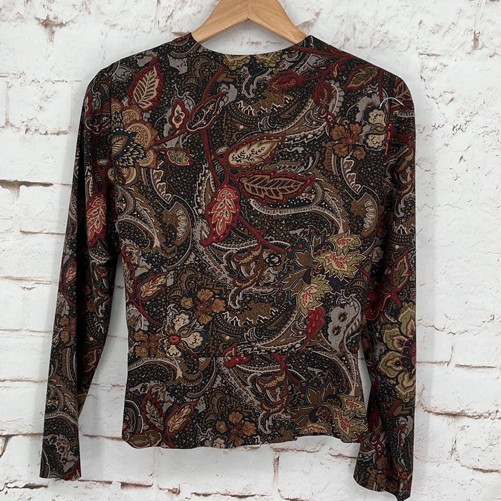 ✨VINTAGE✨David Warren Paisley Wrap Top, Size 6 - Picture 4 of 6